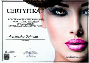 Agnieszka-Dejneka-Dyplom-Lifting-laminacja-botox-rzęs